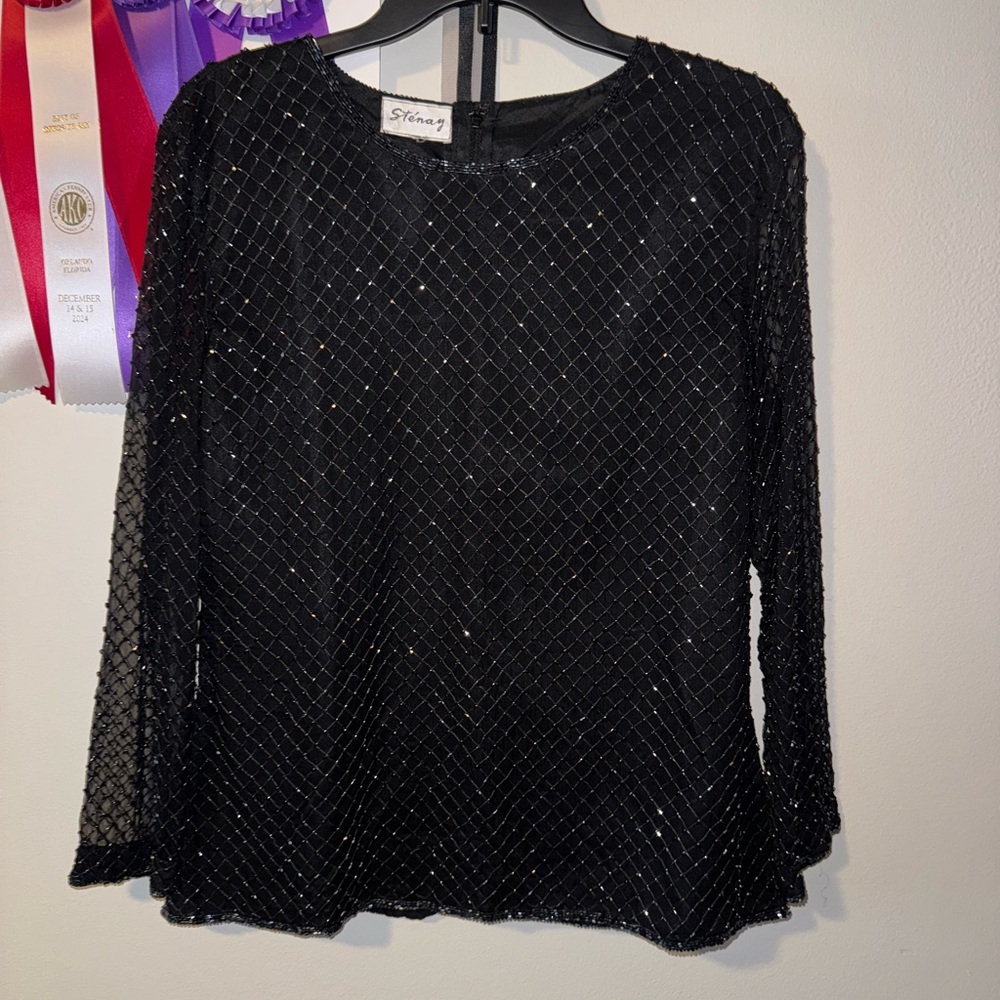 Stenay Black Sequin Long Sleeve Top